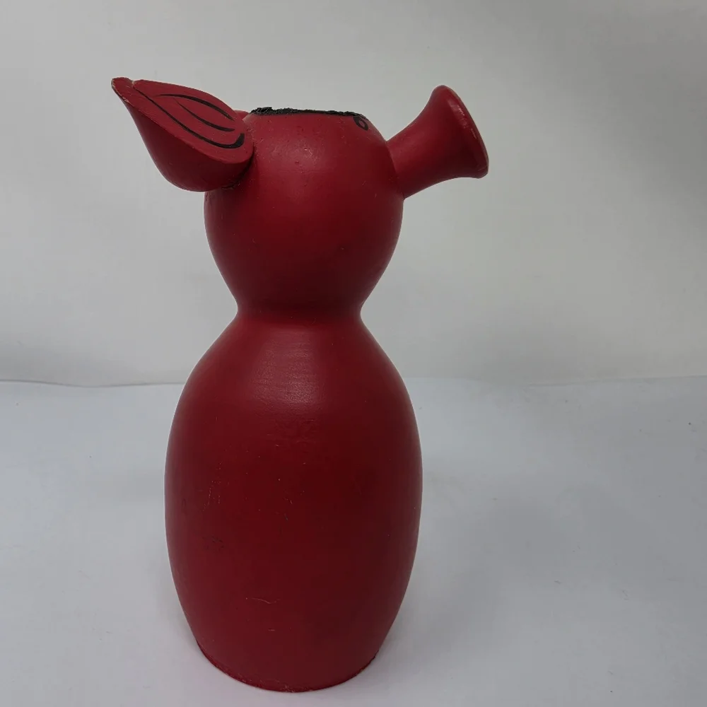 Pig Red Candle Wooden  Holder